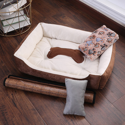 Kelių spalvų pliušinis šunų guolis