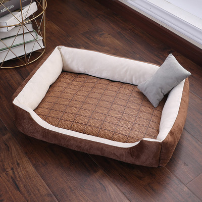 Kelių spalvų pliušinis šunų guolis