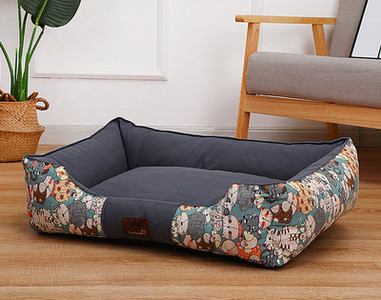 Топло кучешко легло с шарен десен