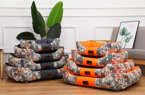 Топло кучешко легло с шарен десен