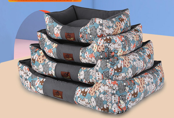 Топло кучешко легло с шарен десен