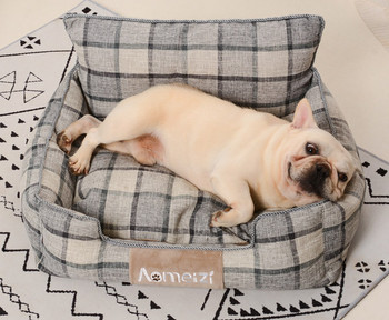 Карирано текстилно легло за кучета в три цвята