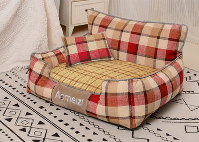 Карирано текстилно легло за кучета в три цвята