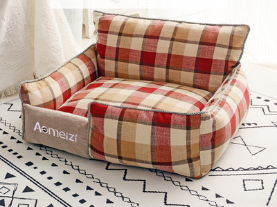 Карирано текстилно легло за кучета