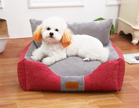 Plush dog bed with removable cover