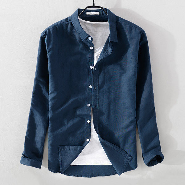 Мъжка модерна риза с класическа яка и копчета - два модела