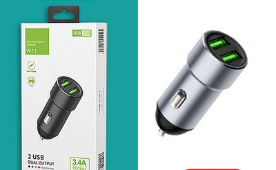 Fém autós töltő dupla USB porttal és gyorstöltési funkcióval 12V-24V