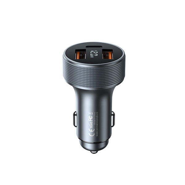 Mini auto punjač s tri priključka i digitalnim zaslonom