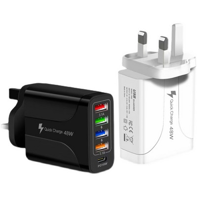 Φορτιστής ρεύματος 5 σε 1 με 4 θύρες USB