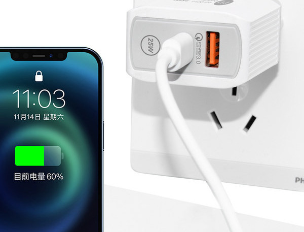 Mrežni punjač za mobilni telefon sa 2 USB priključka