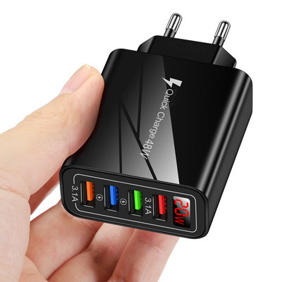 Φορτιστής δικτύου με 4 θύρες USB για κινητό τηλέφωνο