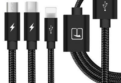Καλώδιο USB για μεταφορά δεδομένων και φόρτιση 3 σε 1