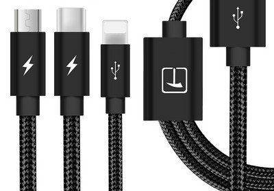 Καλώδιο USB για μεταφορά δεδομένων και φόρτιση 3 σε 1