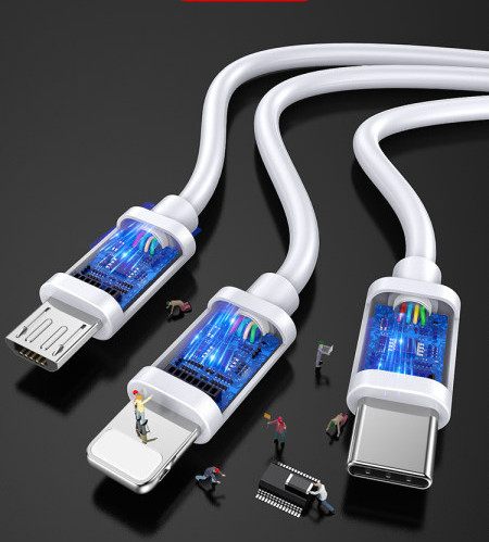 Кабел за данни и зареждане на телефон три в едно или две в едно - бързо зареждане 