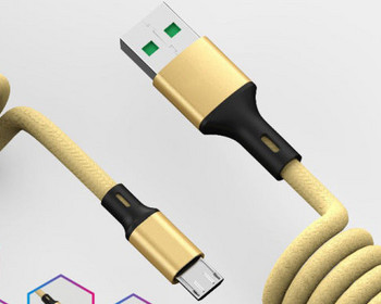 Пружинен USB кабел за бързо зареждане -Type c,Lightning,Micro