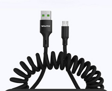 Rugós USB-kábel a gyorstöltéshez - C típusú, Lightning, Micro