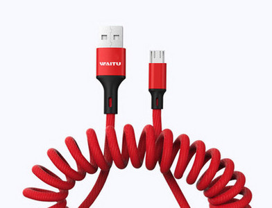 Rugós USB-kábel a gyorstöltéshez - C típusú, Lightning, Micro