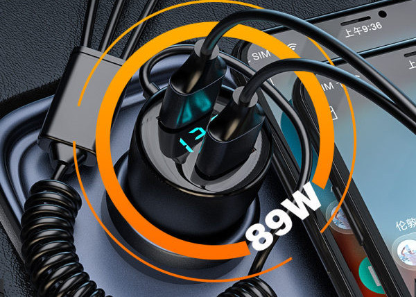 65 W kombinētais automašīnas lādētājs 3 vienā