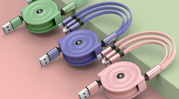 Τηλεσκοπικό καλώδιο 3 σε 1 για φόρτιση τηλεφώνου ή μεταφορά δεδομένων