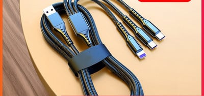 3в1 кабел за зареждане -Type c,Lightning,Micro