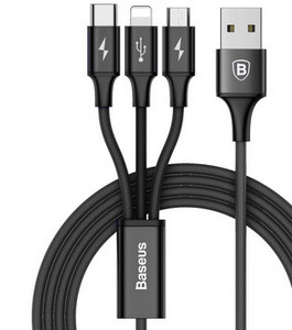 3 az 1-ben többfunkciós USB kábel Micro USB + Type - C a gyors töltéshez