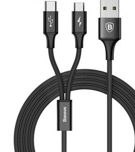 3 az 1-ben többfunkciós USB kábel Micro USB + Type - C a gyors töltéshez