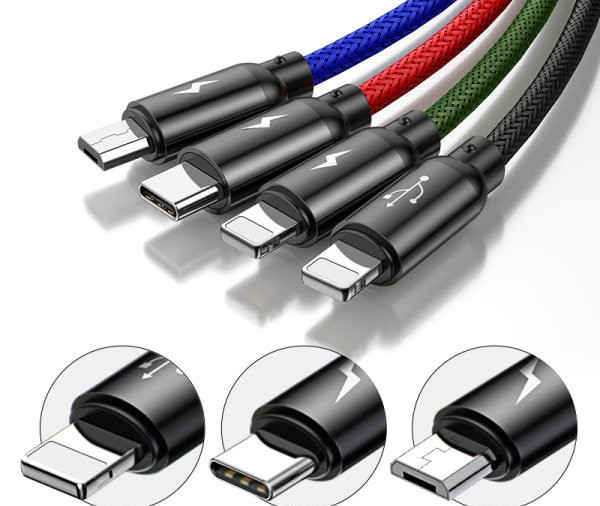 3 vienā Daudzfunkciju USB kabelis Micro USB + Type - C ātrai uzlādei