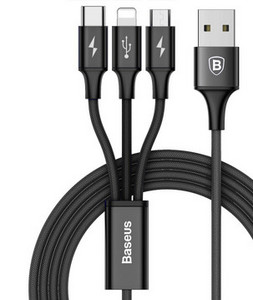 Univerzális kábel 3 az 1-ben Micro USB + Type - C + Type Lighting
