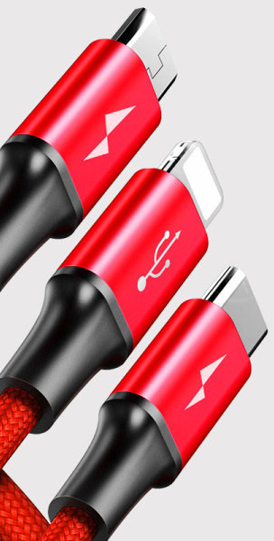 Универсален кабел 3в1 Micro USB  + Type - C + Type Lighting