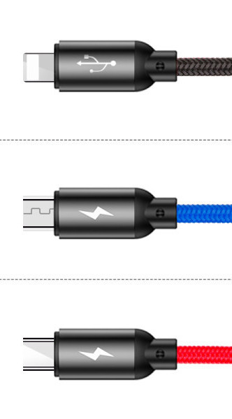 Многофункционален USB  кабел Micro+ Type - C за пренос на данни и бързо зареждане 