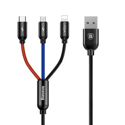 Multifunkciós USB kábel Micro + Type - C adatátvitelhez és gyors töltéshez