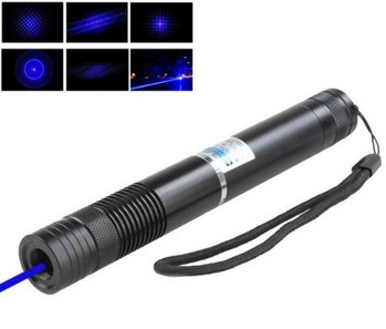 Лазерна показалка, Синя, 100mW, 1 приставка, USB зареждане