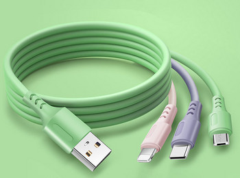 3в1 захранващ кабел Micro USB+ Type-C+  Lightning