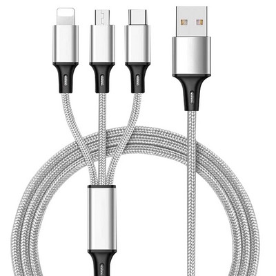 3in1 Micro USB + Type-C + Cablu de alimentare Lightning