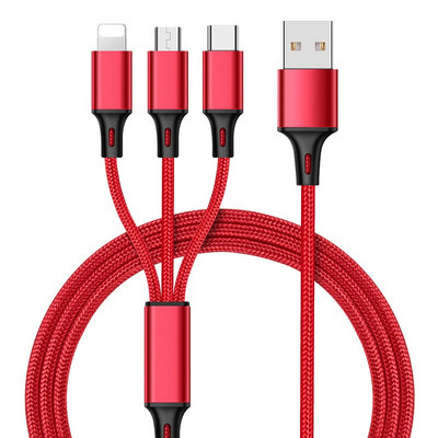 3in1 Micro USB + Type-C + Cablu de alimentare Lightning