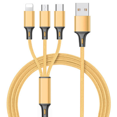 Kábel a gyors töltéshez és adatátvitelhez Micro USB + Type-C + Lightning