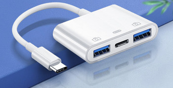 Преобразуващ кабел от OTG Type-C към USB с  два порта