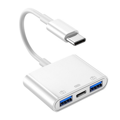 Átalakító kábel OTG Type-C-ről USB-re két porttal