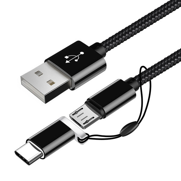 Kabelis ātrai uzlādei un datu pārsūtīšanai Micro USB + Type-C
