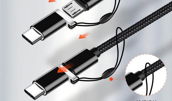 Cablu de date USB 2 în 1 pentru telefon