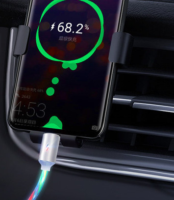 Светещ кабел за пренос на данни и бързо зареждане тип Type-C 