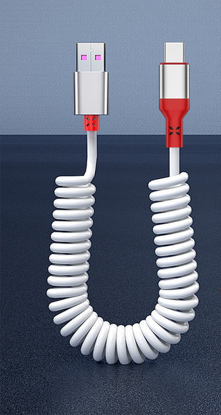 Автомобилен пружинен телескопичен кабел за данни - различни накрайници