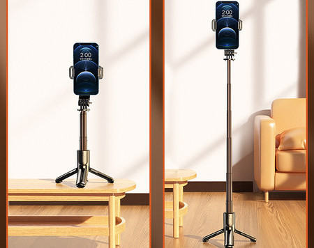 Teleskopinė asmenukių lazda su Bluetooth nuotolinio valdymo pulteliu