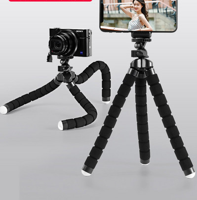 Portable selfie stick for mobile device