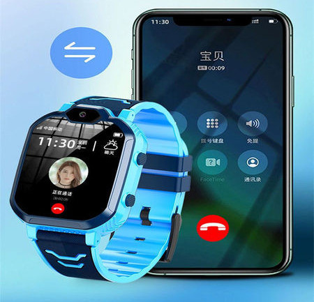 Ceas inteligent impermeabil pentru copii cu curea din silicon pentru cameră și slot pentru card SIM