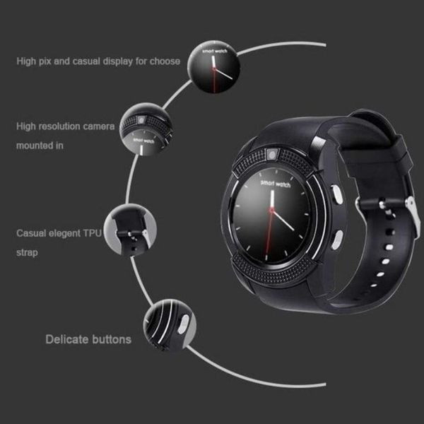 Unisex Bluetooth išmanusis laikrodis su kamera ir SIM kortelės lizdu