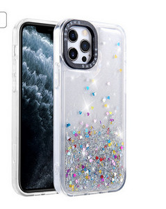 Fényes részecskékkel ellátott szilikon tok iPhone-hoz