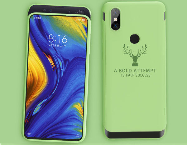 Aizsargājošs silikona maciņš ar vējstikla aplikāciju un uzrakstu priekš Xiaomi MIX3