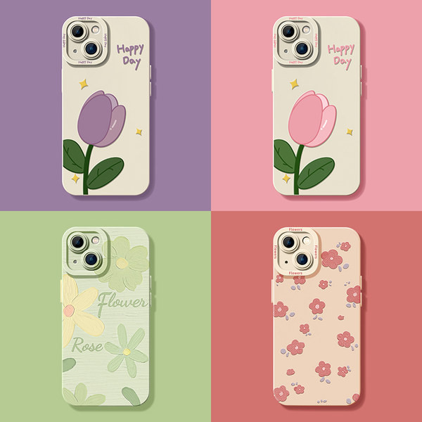 Θήκη σιλικόνης με λουλούδι και επιγραφή για iPhone