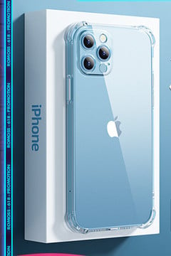 Прозрачен силиконов калъф с усилени ръбове против падане за iPhone